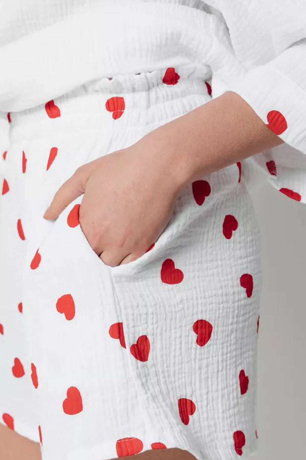 Heart Collared Button Down Top & Shorts Set - Chic & Comfy