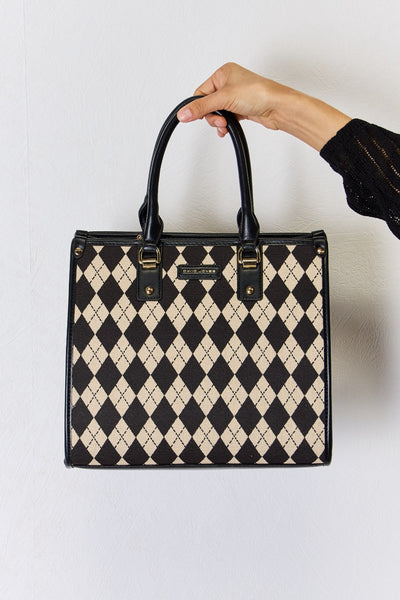 David Jones Argyle Pattern PU Leather Handbag for Style