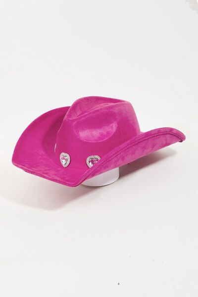 Fame Rhinestone Pave Heart Cowboy Hat For Glamorous Style
