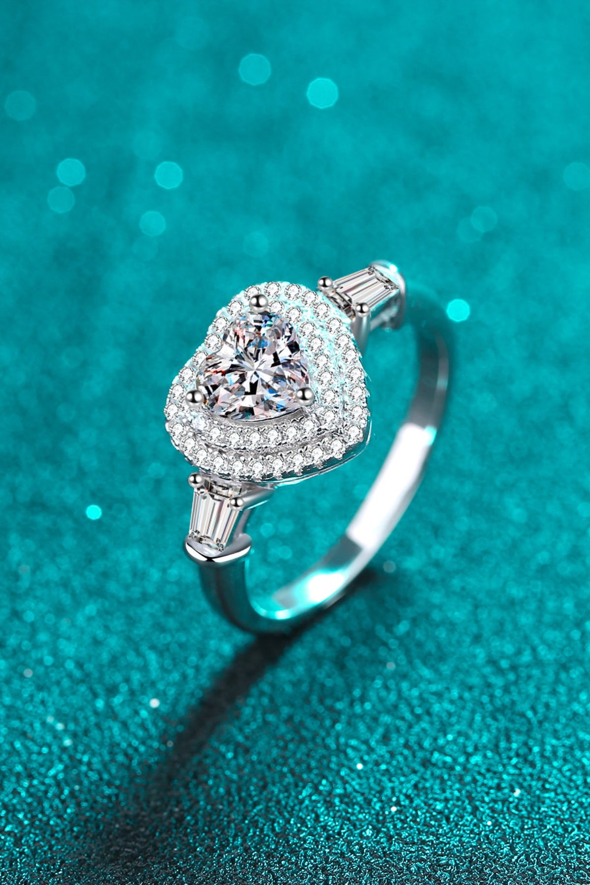 Enchanting 1 Carat Moissanite Heart Ring in 925 Sterling Silver