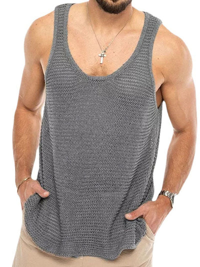 Men's Plus Size Round Neck Wide Strap Tank for Comfort