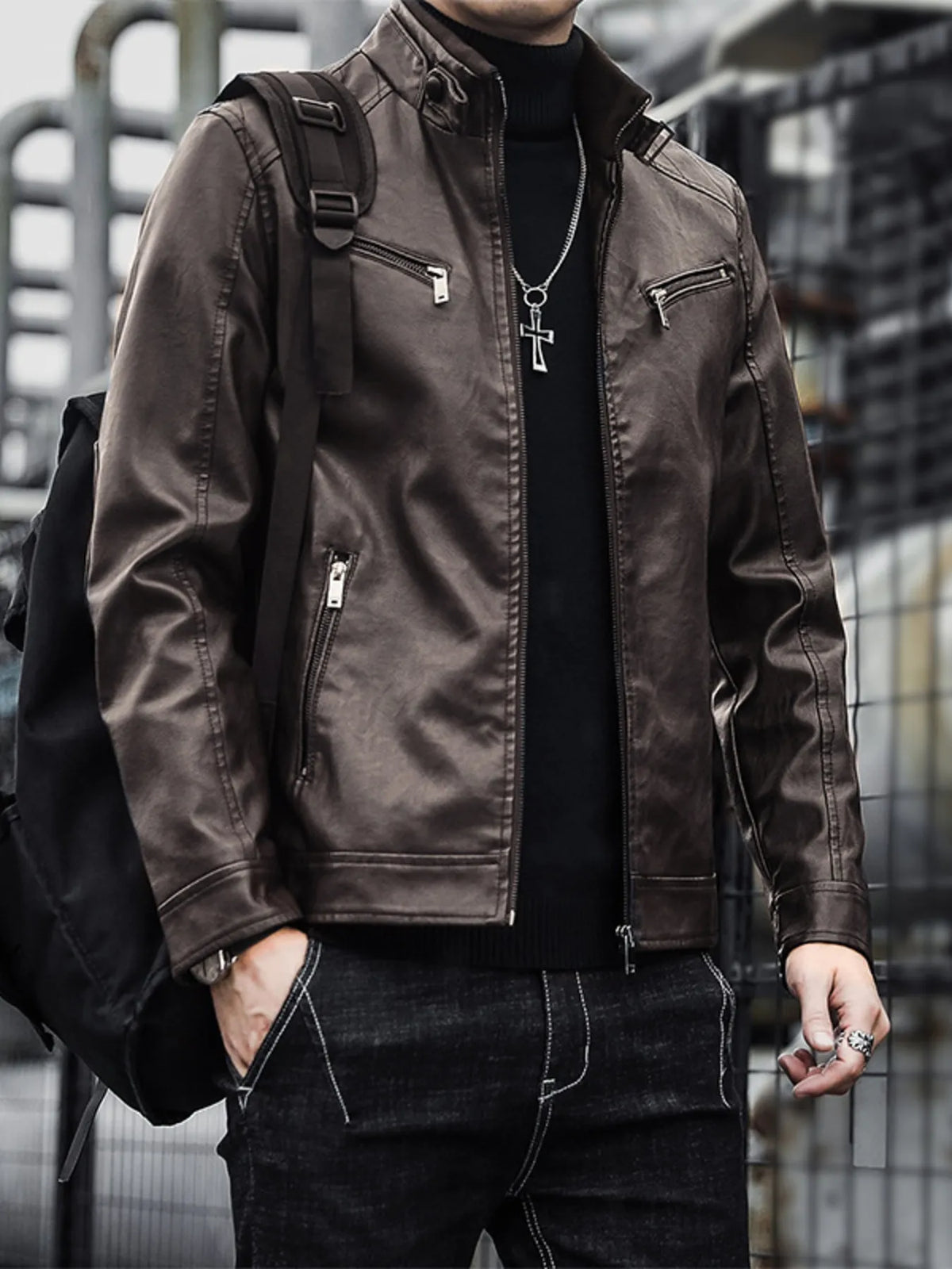 Men's Plus Size Zip Up Long Sleeve Jacket