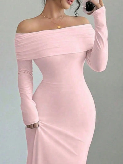 Off-Shoulder Long Sleeve Bodycon Maxi Dress