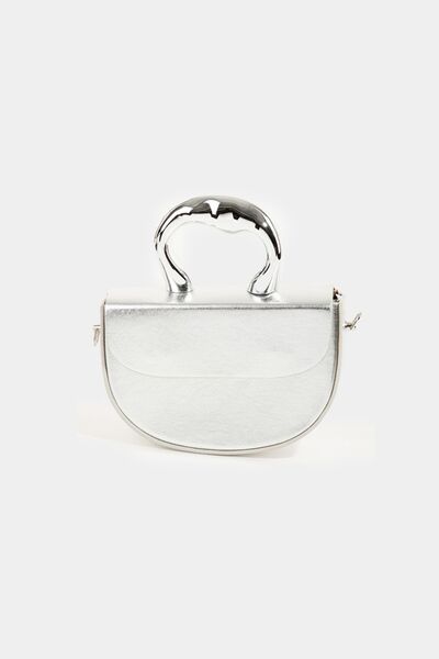 Fame Glossy Semi Circle Top Handle Bag for Chic Style