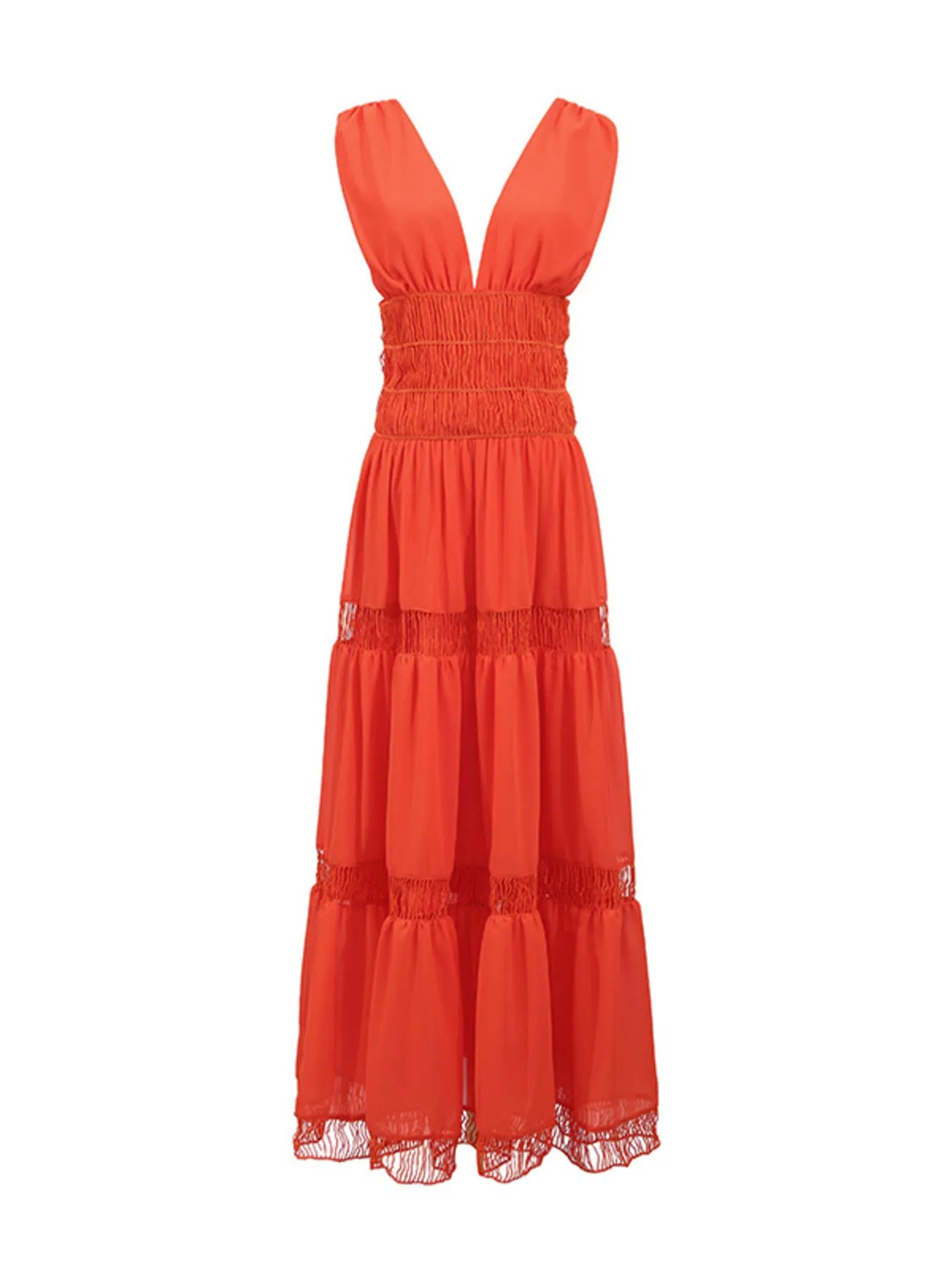 Tiered V-Neck Sleeveless Maxi Dress