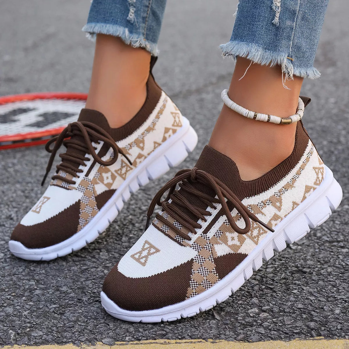 Breathable Mesh Lace Up Sneakers