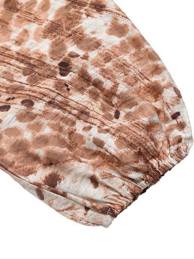 Ruffled V-Neck Balloon Sleeve Dress