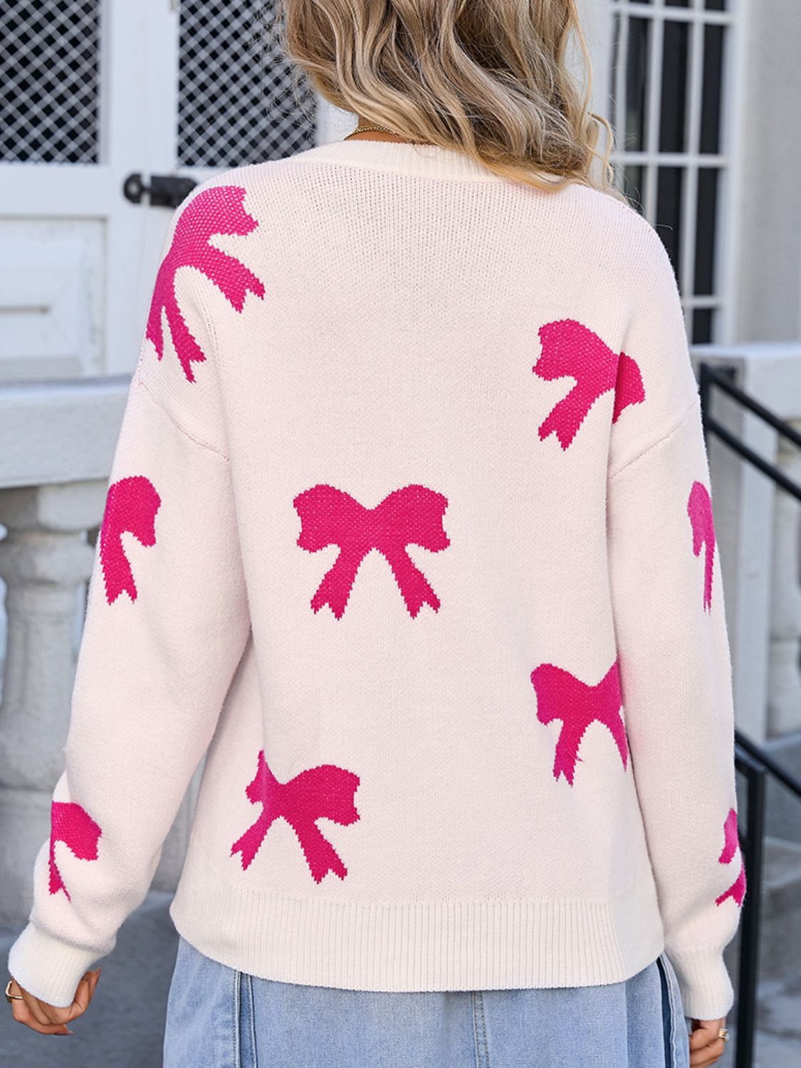 Angel Wings Bow Sweater - Cozy, Casual, Fashionable Knitwear