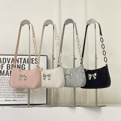 Chic Bow PU Leather Shoulder Bag for Stylish Women