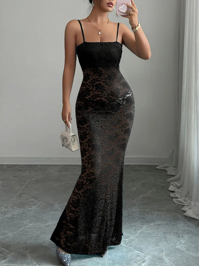 Lace Square Neck Maxi Cami Dress