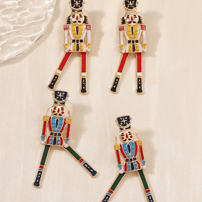 Christmas 18K Gold-Plated Nutcracker Soldier Earrings