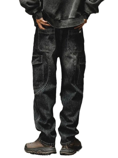 Men's Washed Wide Leg Cargo Jeans