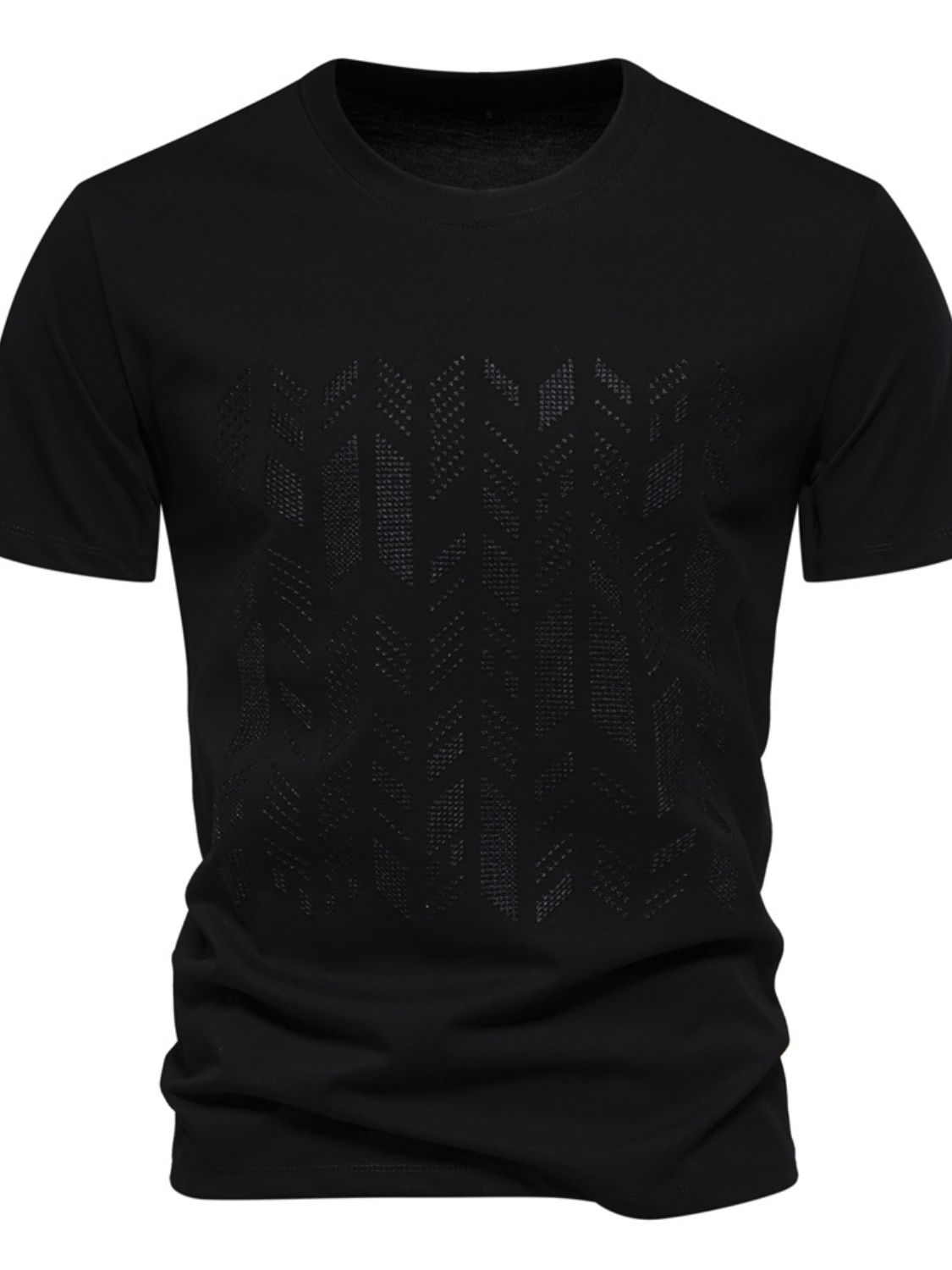 Men's Round Neck Geometric Embroidered T-Shirt for Style