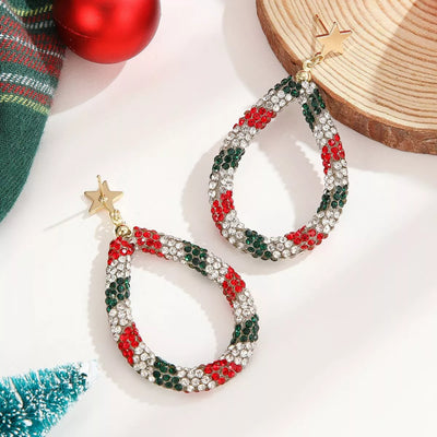 Christmas Rhinestone Teardrop Earrings
