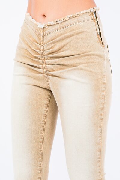 Trendy V-Cut Ruched Flare Pants - Fashion-Forward & Versatile