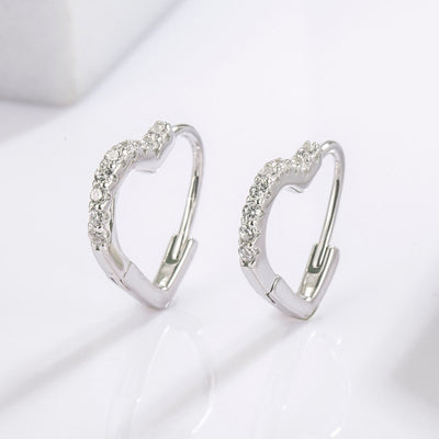 Timeless Heart-Shaped Zircon Earrings in Sterling Silver