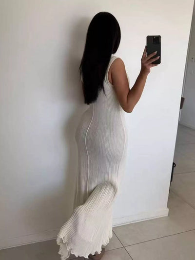 Lace Up Sleeveless Maxi Dress