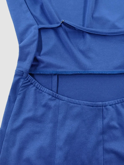 Backless Lace Up Back Sleeveless Maxi Dress