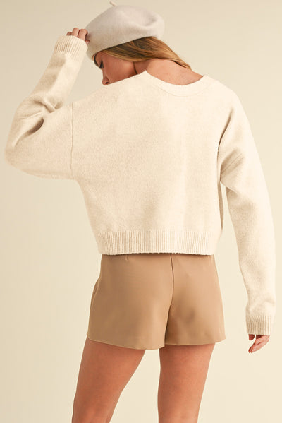 Cozy Bowknot V Neck Long Sleeve Cardigan - Trendy Style