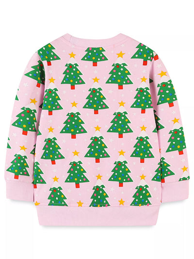 Children's Christmas Tree Print Crewneck Sweatshirt