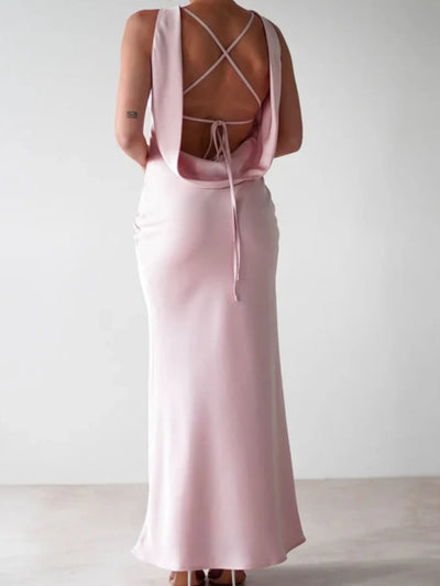 Satin Sleeveless Maxi Dress