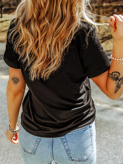 Holly Candy Cane Christmas Sequin Short Sleeve T Shirt