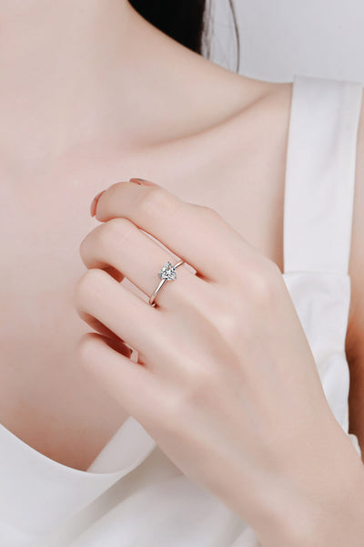 Heart-Shaped Moissanite Ring in Sterling Silver for Promise