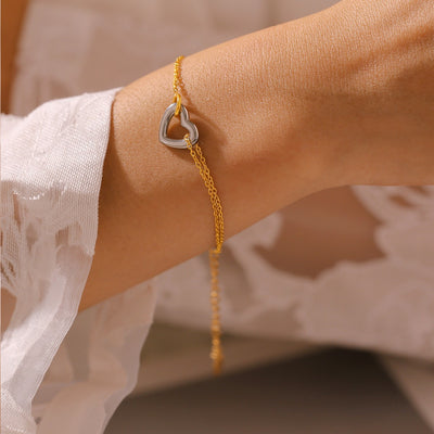Chic 18K Gold-Plated Heart Bracelet - Perfect Gift for Her