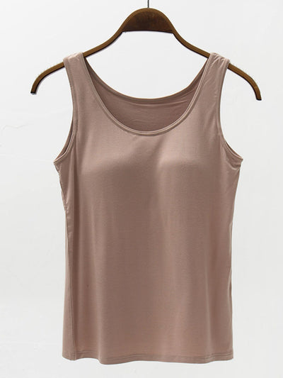 Full Size Wide Strap Model Tank with Bra