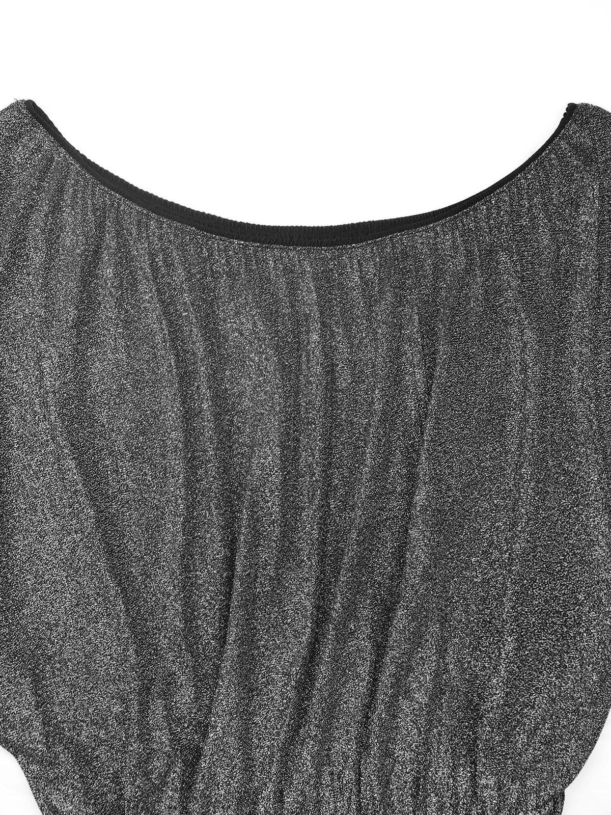 Glitter One Shoulder Long Sleeve Wide Leg Jumpsuit