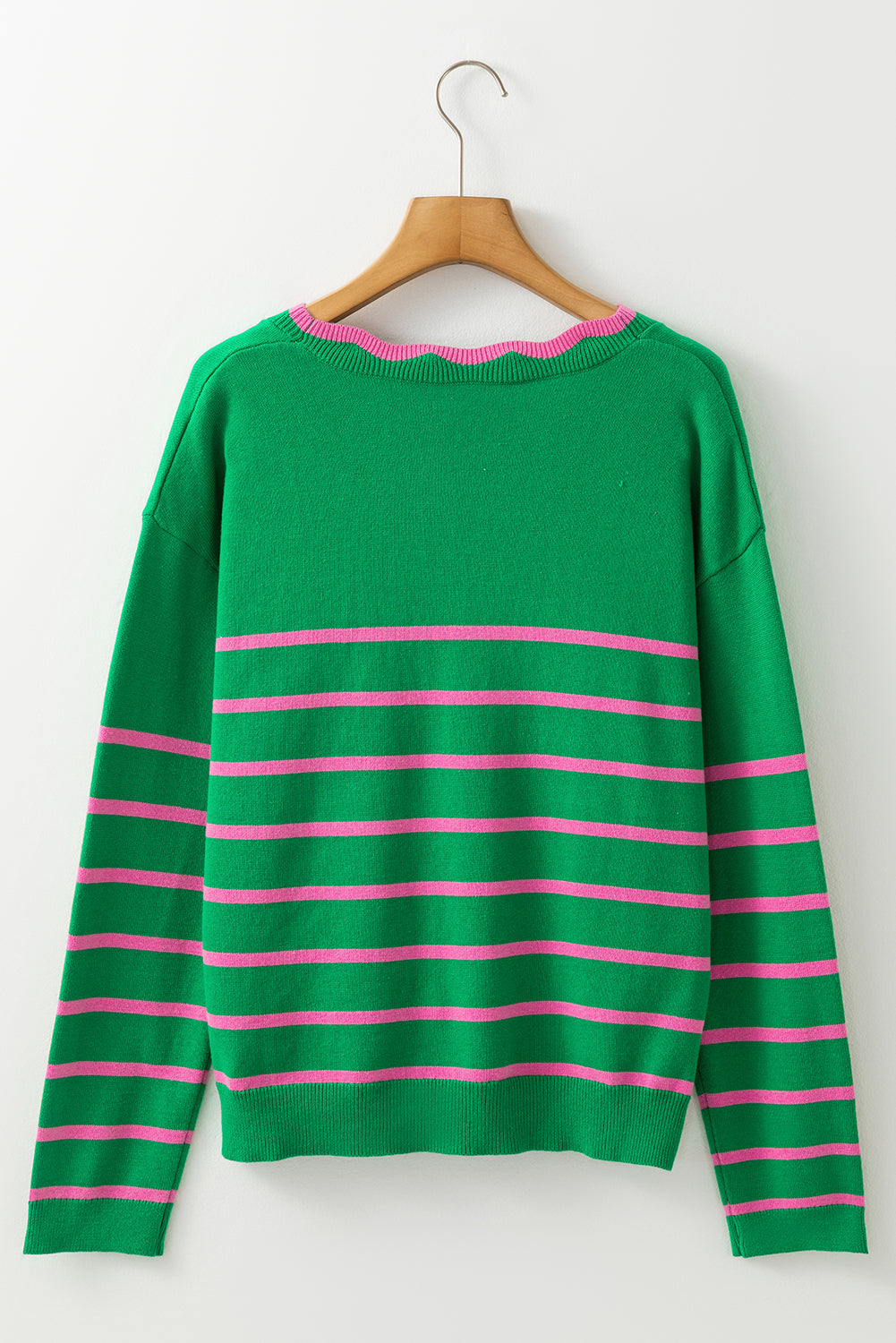 Chic Bow Striped V-Neck Cardigan - Cozy, Trendy, Fashionable