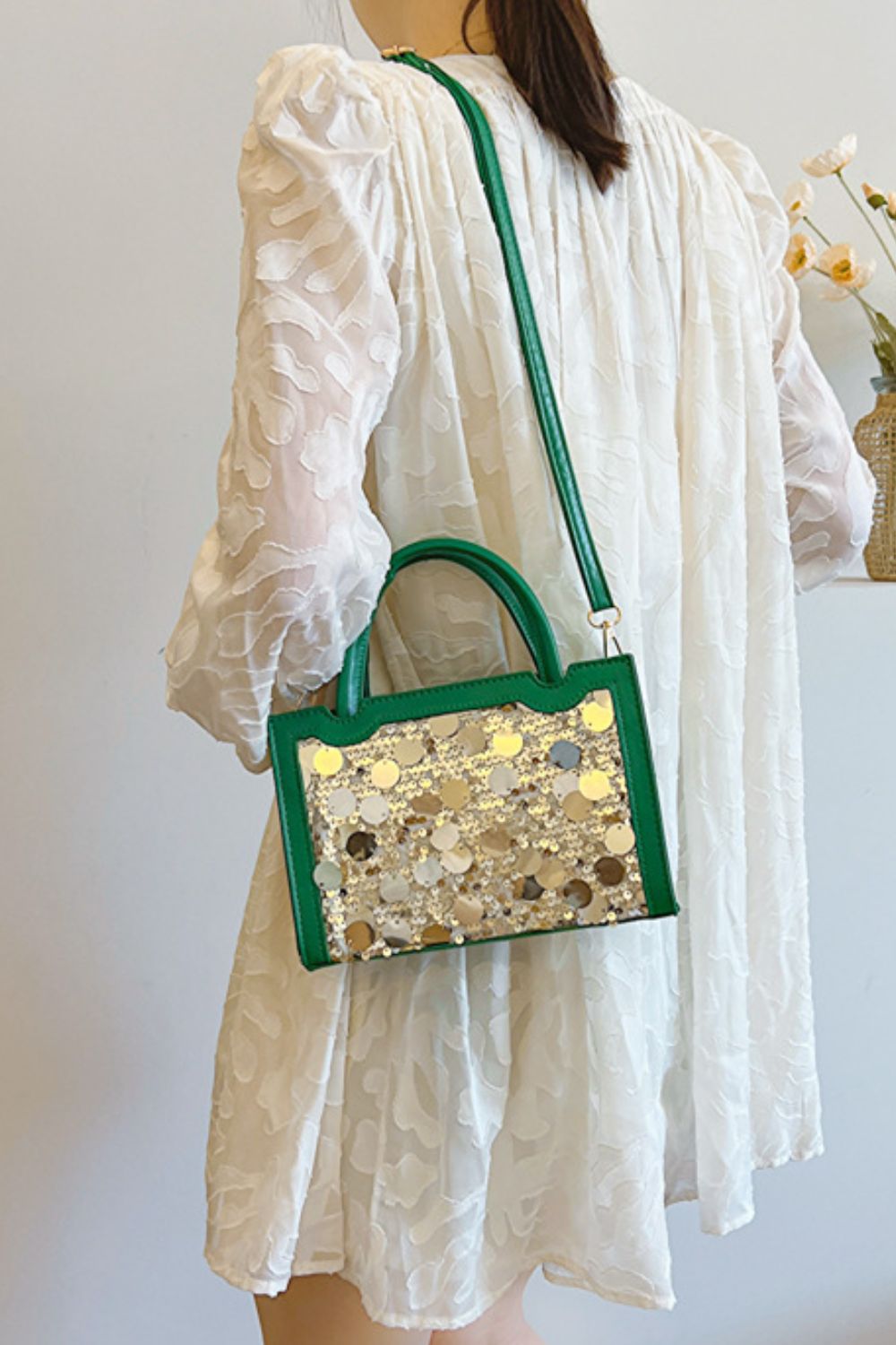 Stylish PU Leather Sequin Handbag for Fashionable Women