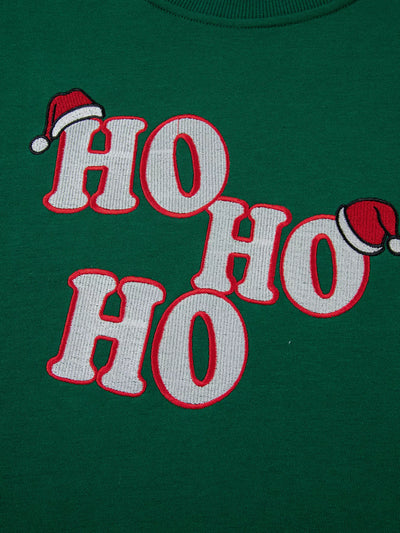Embroidered Letter Christmas Round Neck Sweatshirt