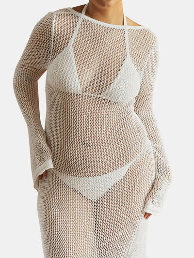 Openwork Backless Flare Sleeve Cover-Up Dress for Summer