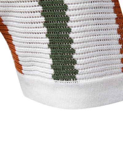 Men's Collared Neck Striped Knit Polo for Stylish Comfort