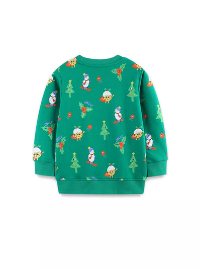 Children's Christmas Print Round Neck Sweatshirt