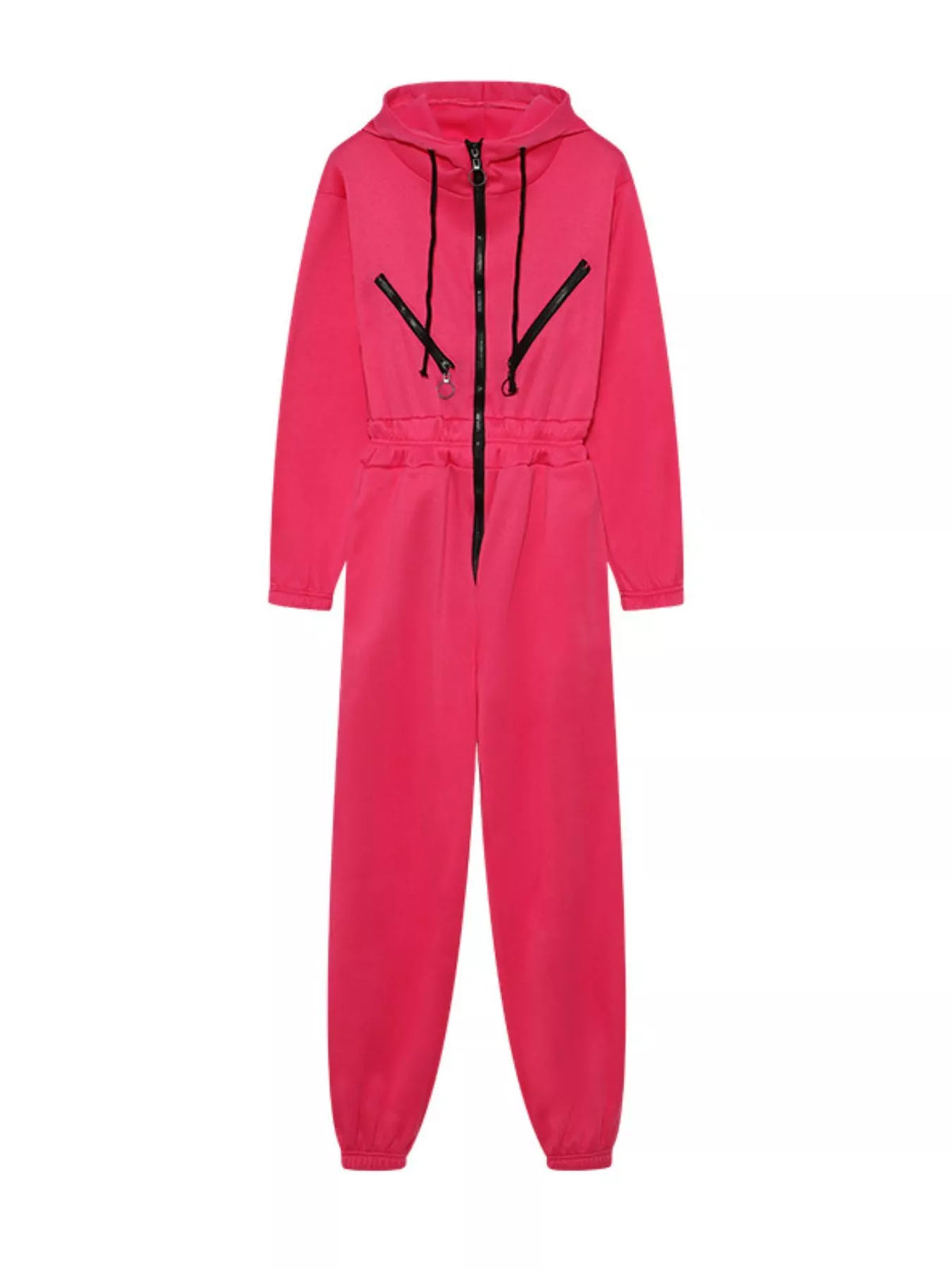 Hooded Zip-Up Long Sleeve Jumpsuit