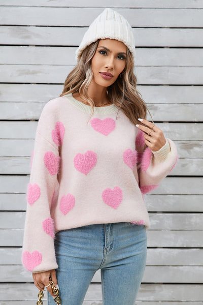 Cozy Angel Wings Heart Sweater with Trendy Dropped Shoulders