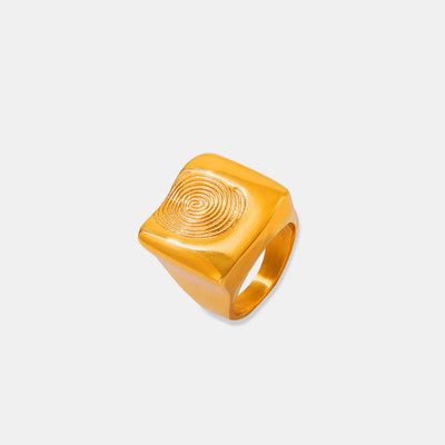 Époque™ Titanium Steel Fingerprint Signet Ring – Gold & Silver