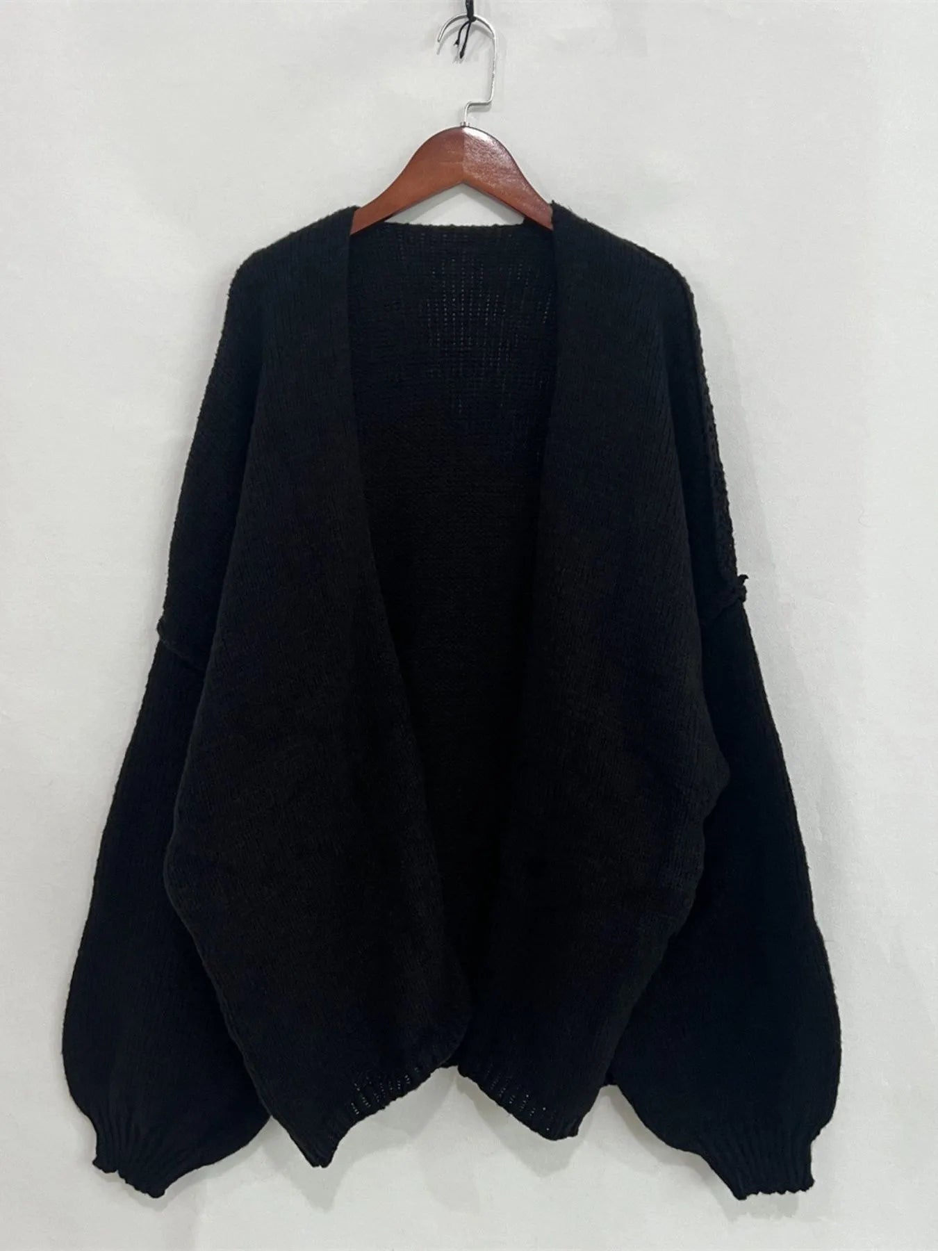 Open Front Dropped Shoulder Cardigan
