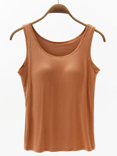 Full Size Wide Strap Model Tank with Bra