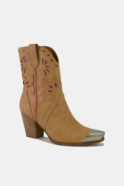 Chic Western Cut-Out Floral Embroidery Boots with Style