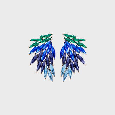 Stylish Alloy Acrylic Wing Earrings with Vibrant Color Gradient