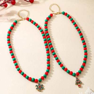2 Piece Christmas Beaded Necklace with Pendants