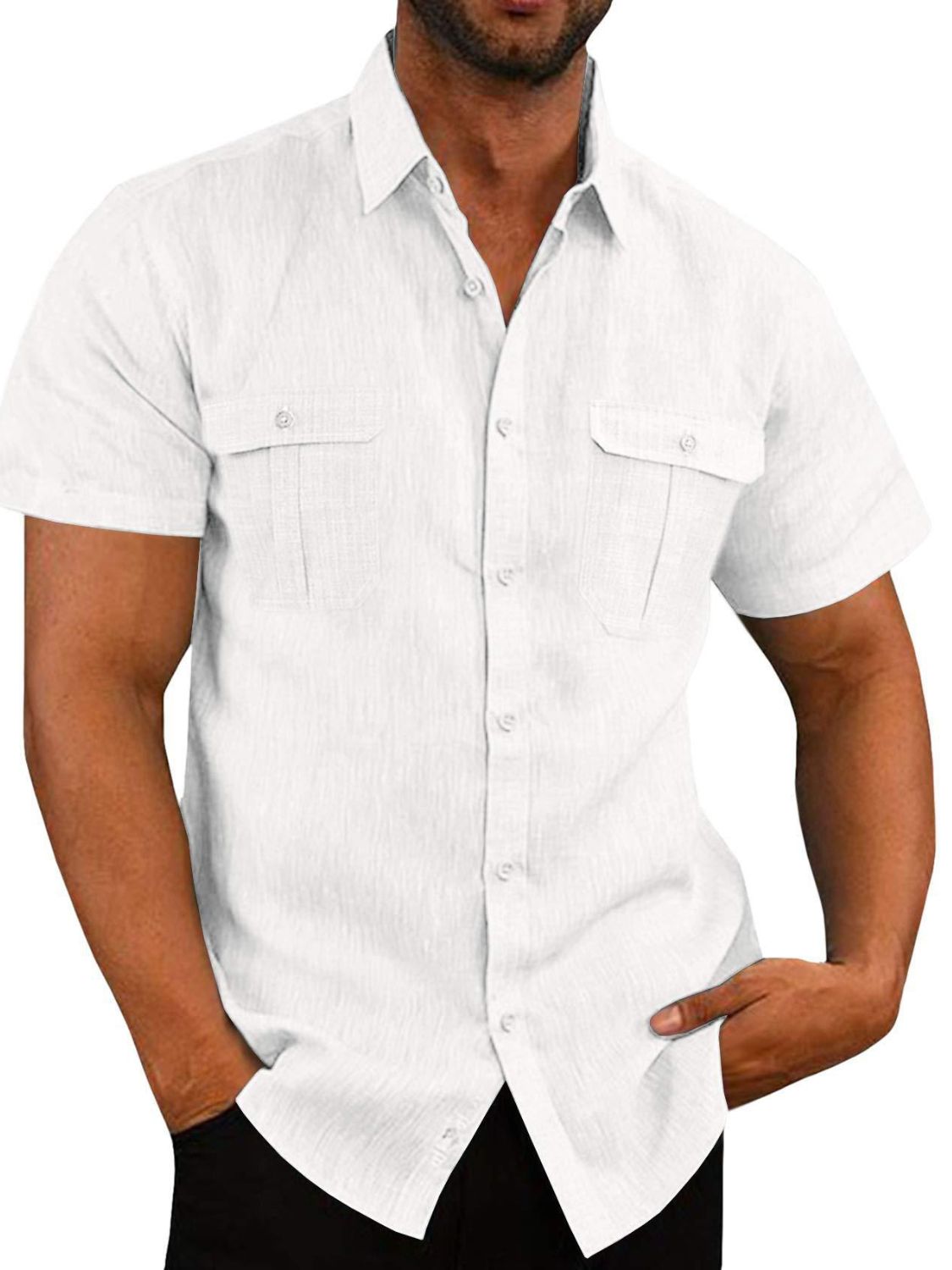 Men's Plus Size Collared Neck Short Sleeve Shirt for Comfort