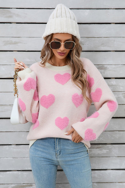 Cozy Angel Wings Heart Sweater with Trendy Dropped Shoulders