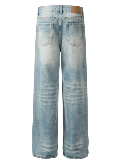 Men's High-Waist Wide Leg Vintage Wash Jeans