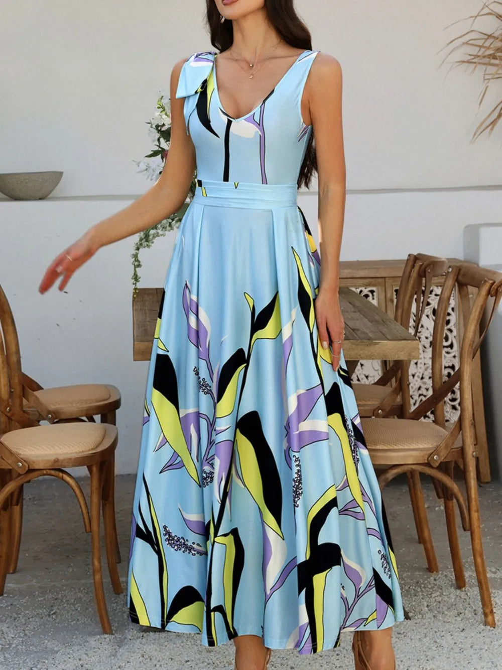 Devine Printed Sleeveless Maxi Dress