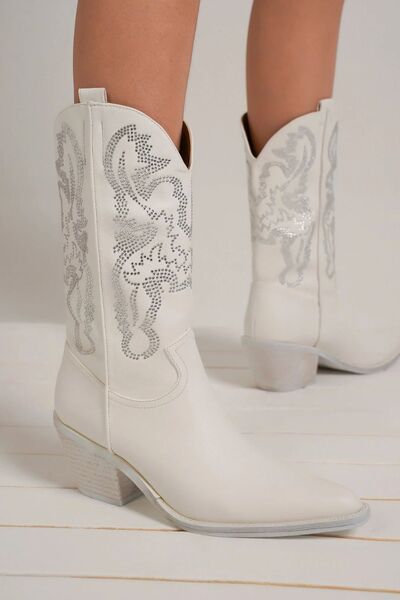 Glamorous Rhinestone Point Toe Boots - Stylish & Elegant