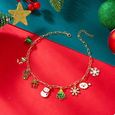 18K Gold-Plated Resin Christmas Theme Necklace